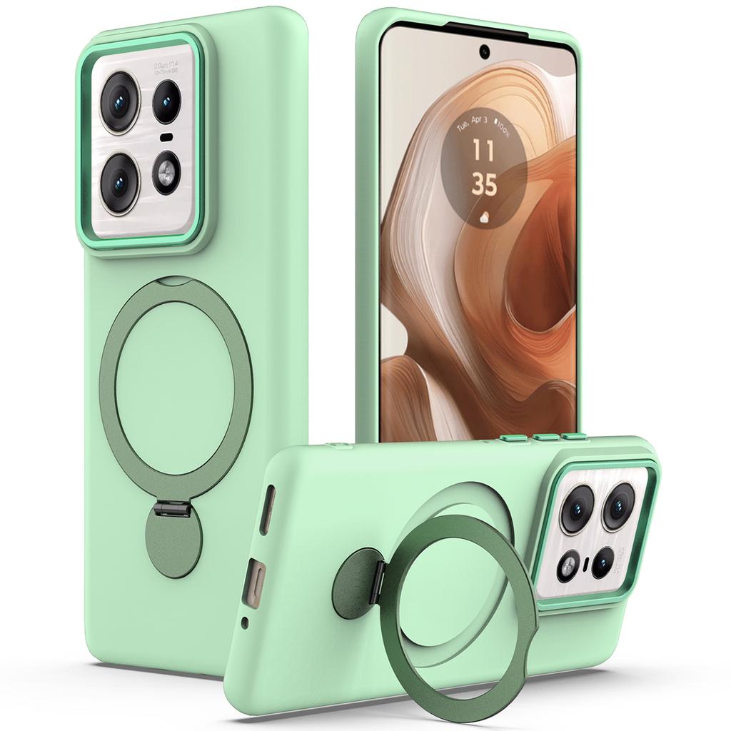 For Motorola Edge 50 Pro 5G Magnetic Case Rotating Ring Kickstand TPU + PC Back Cover