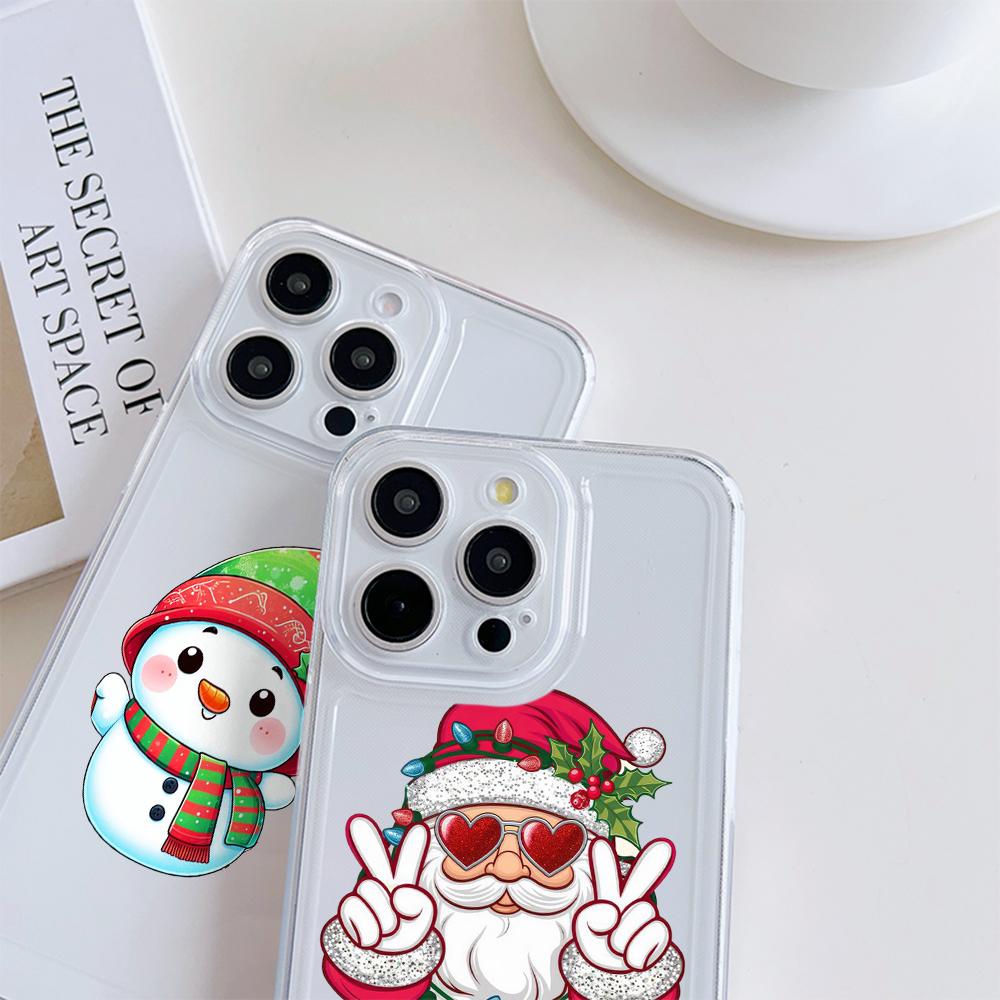 N98 Frohes neues Jahr Frohe Weihnachten Hochwertige klare Telefonhüllen für iPhone 16 15 Pro Max Samsung S23 A15 A35 Xiaomi Redmi Weiche stoßfeste Rückseite