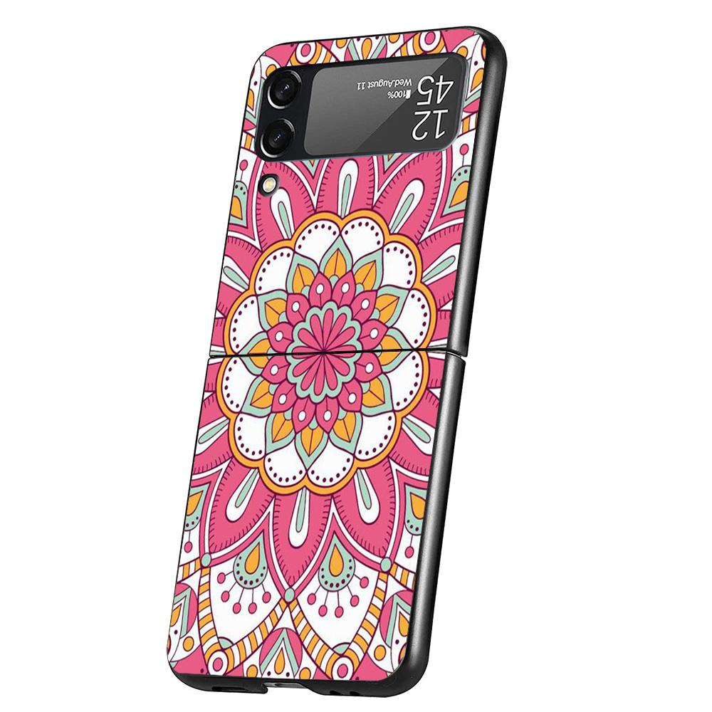 

Totem Mandala Colorful Flower Cover Phone Case For Samsung Galaxy Z Flip 7 6 5 4 3 5G Flip7 Flip6 Flip5 Flip4 Flip3 Black Fundas Samsung Z Flip 3