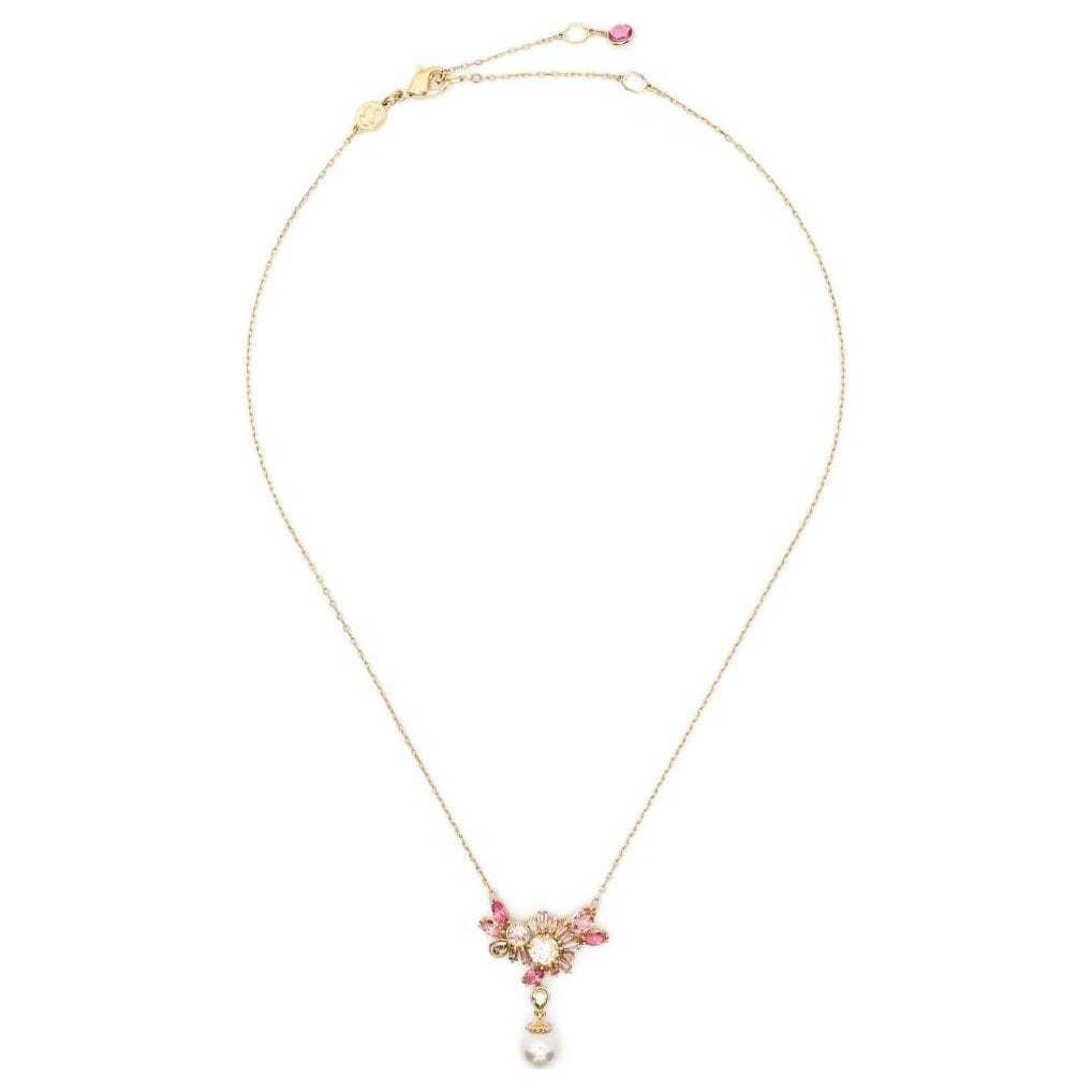 Swarovski Gema Gold Plated Crystal Pearl Necklace Women necklace 5688490 Box (Random Color)