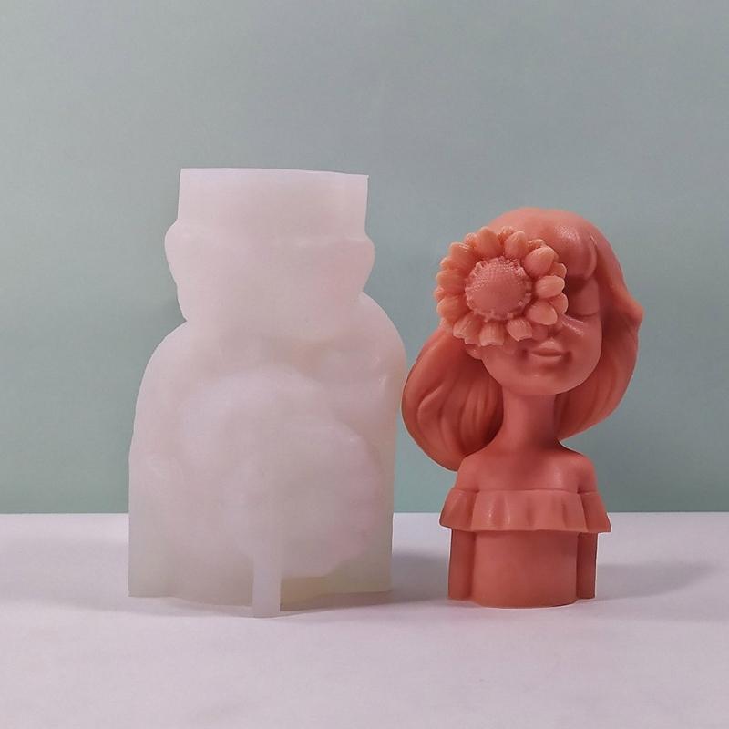 Silicone Candle Mold for Girls Flower Girl Scented Candle Mold Gypsum Aromatherapys Figurine Resin Molds Home Ornament