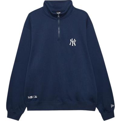 New Era FW24 MLB New York Yankees Felpa con Mezza Zip Ricamo NY Minimalista Americana Manica Lunga Unisex Blu 14397950