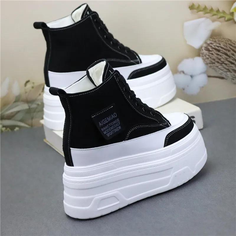 Fashion 14cm Women Ankle Boots Platform Wedge Sneakers Boots Spring Autumn Summer Boots Shoes for Women Booties