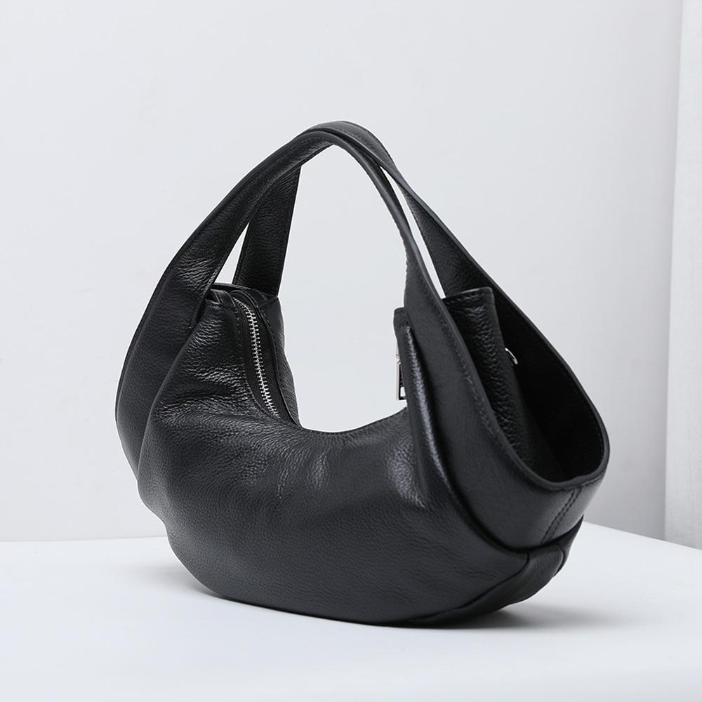 100% Full First Layer Cowhide Women'S Shoulder Messenger Handbag Genuine Leather Dumpling Bag