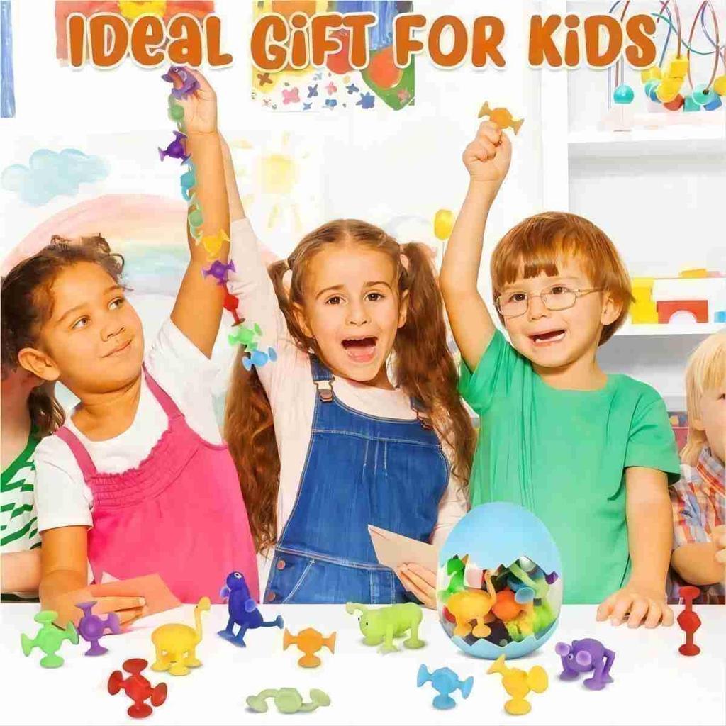 Saugnäpfe Kinderspielzeug Silikonstücke Spiele Baustein Saug-Badespielzeug Sensorisches Fidget-Saugnapf-Spielzeug für Kinder von 2 bis 4 Jahren
