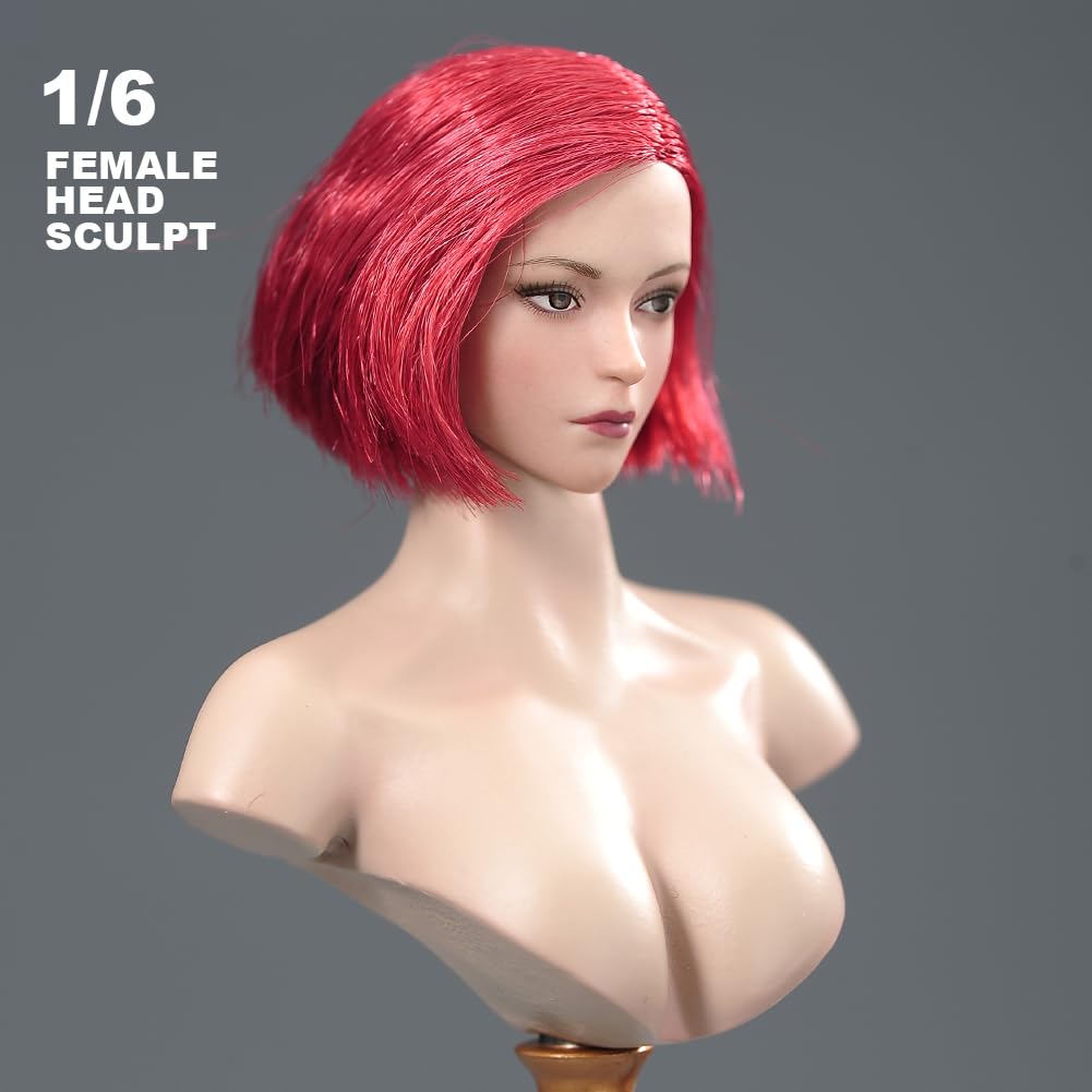 VERYCOOL VCF-2060 16 Scale Head Carving, Beautiful Girl Head Sculpt with Long Hair, Fits 12-Inch Female Action Figures (B)