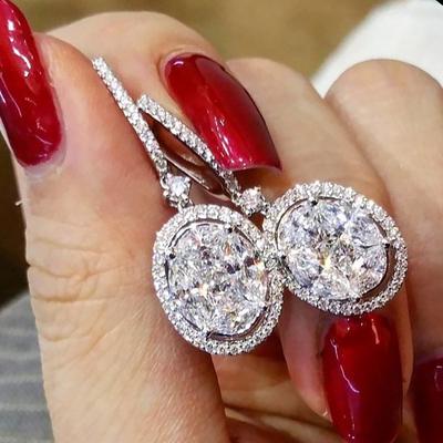 Huitan Classic Gorgeous Drop Earring Zinc Alloy Color with Shine Oval CZ Stone Wedding Bridal Earring Party Anniversary Gift Earring