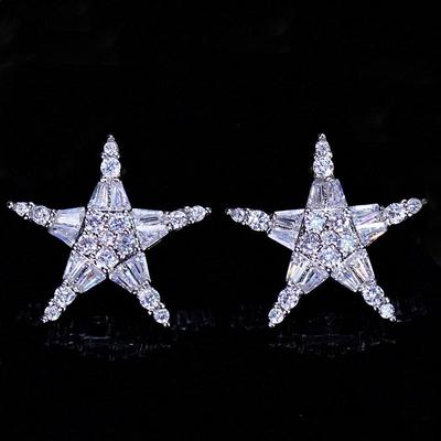 WWJ Glänzende große Stern-Ohrstecker, Party-Schmuck für Mädchen
