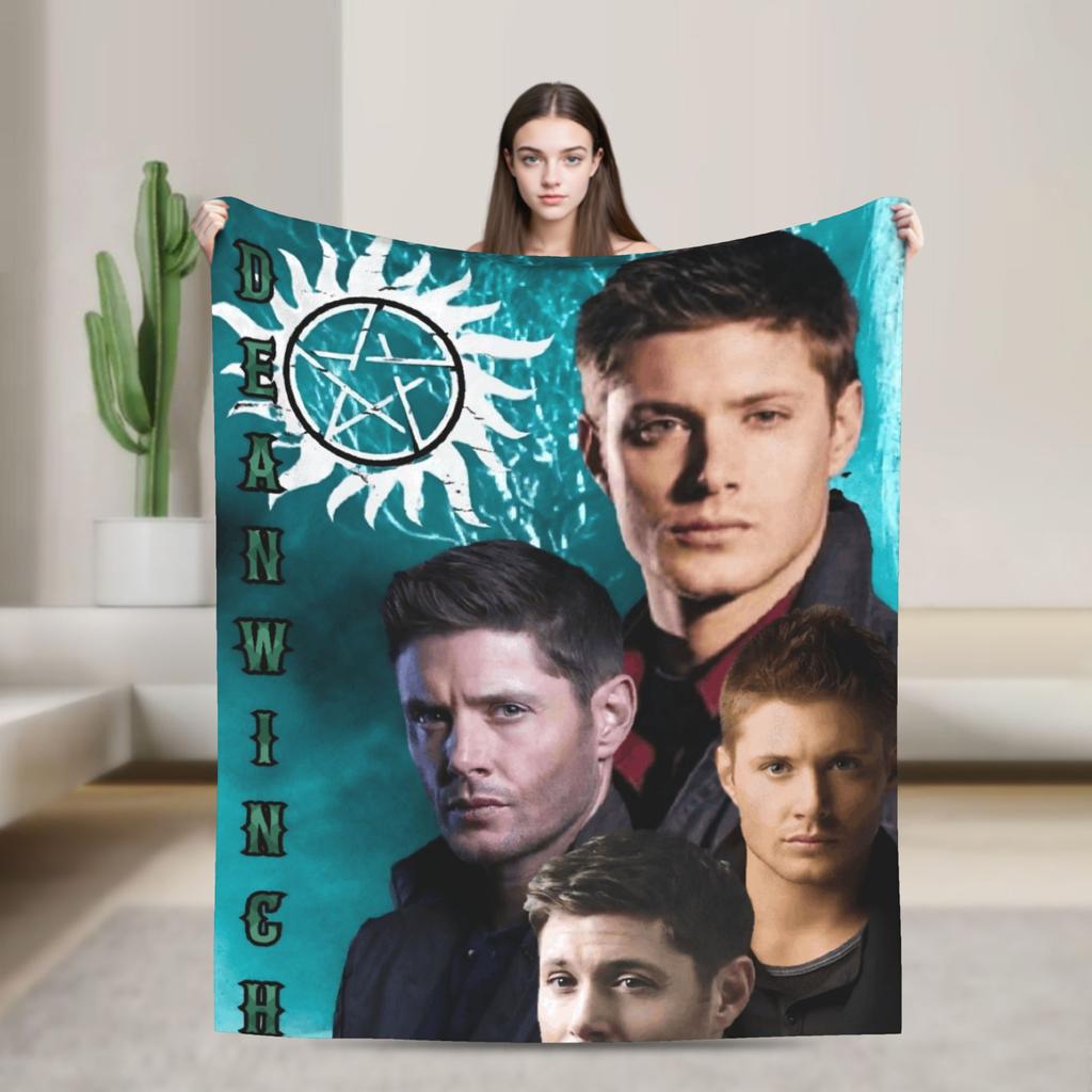 Warm Soft Blanket Camping Sam Winchester Supernatural Throw Blanket Flannel Bedspread For Couch Chair Sofa Bed Sofa Bed Cover