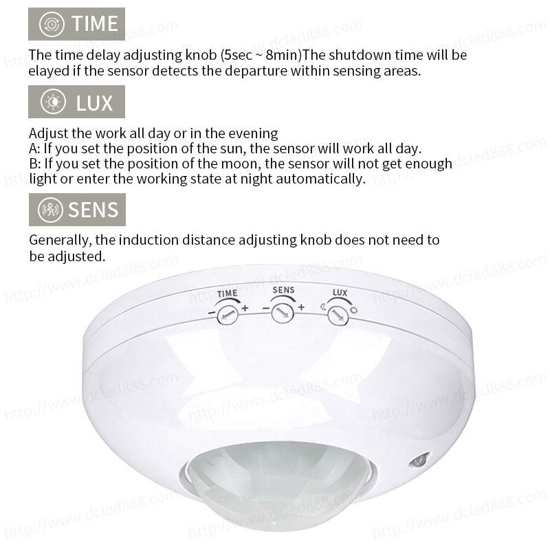 360° Ceiling PIR Motion Sensor 100-240V