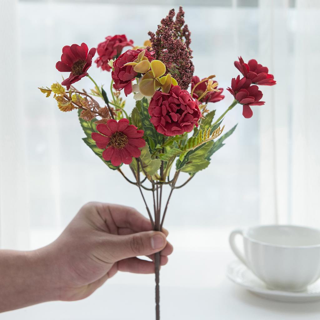 1/4PCS Artificial Flowers Silk Chrysanthemum Bridal Bouquet Wedding Outdoor Garden Home Vase Table Decor Art Wall Gift Accessory
