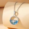 Locket-shaped Blue Planet Necklace Accessory for Women, Simple and Elegant Lockbone Chain Accessory for Women