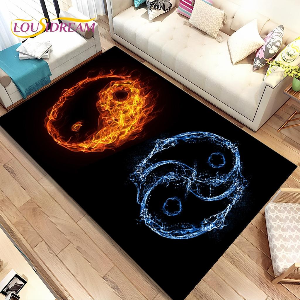 Chinese Tai Chi Bagua Yin Yang Area Rug,Carpet Rug for Home Living Room Children Bedroom Sofa Doormat Decor,Non-slip Floor Mat