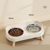 1pc Stainless Steel Double Bowl Cat and Dog Drinking and Eating Bowl, Sturdy, Durable and Splash Proof