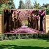 2D Spring Cherry Blossom Avenue Garage Door Decoration Floral Tree Tunnel Mural