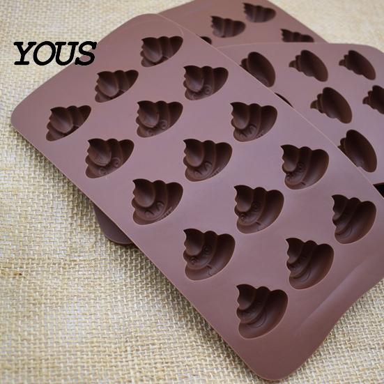 Silicone Molds for Cake Toppers Funny Poop Chocolate Mold, 15 Cavity Baking Tray, Non-stick Heat DIY Fondant Decorating Tools Resistant Dessert