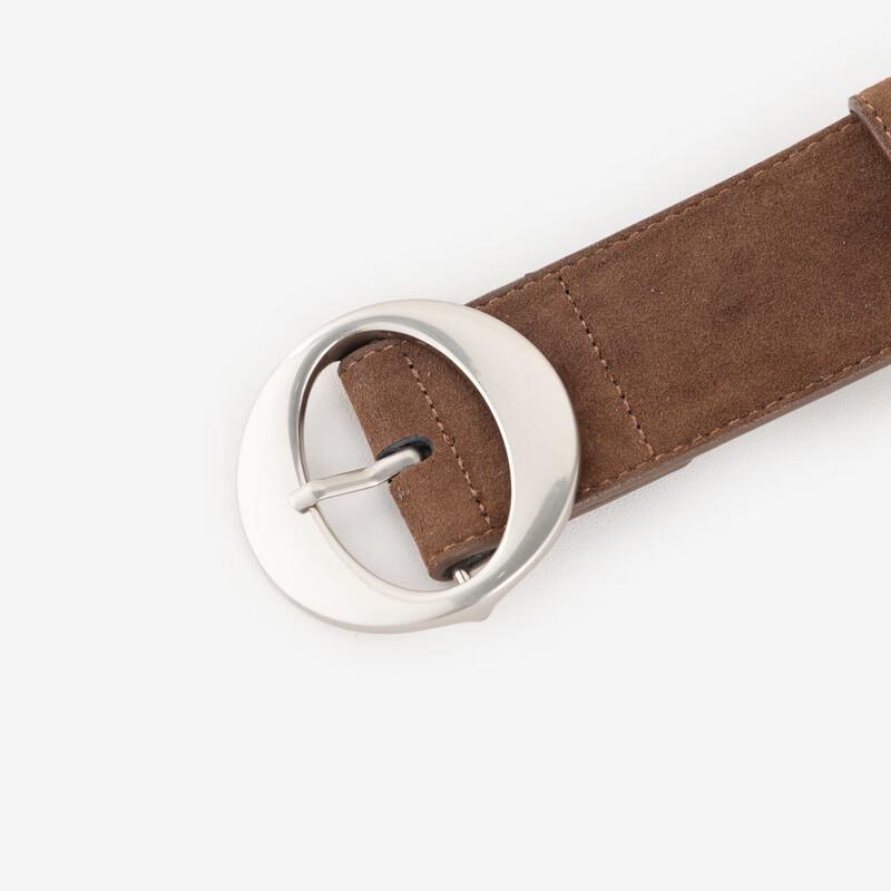 Women's French Retro Matte PU Wide Belt with Round Buckle