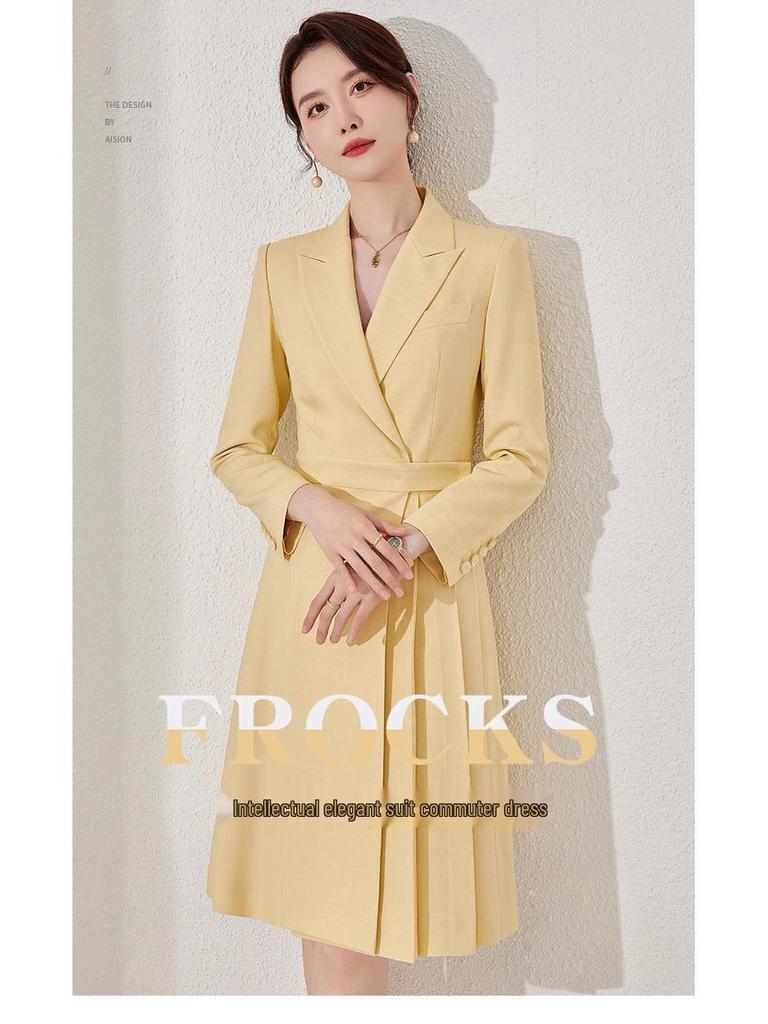 Aishangchen High-End Autumn Suit Dress for Women - Elegant On-Camera Host Style