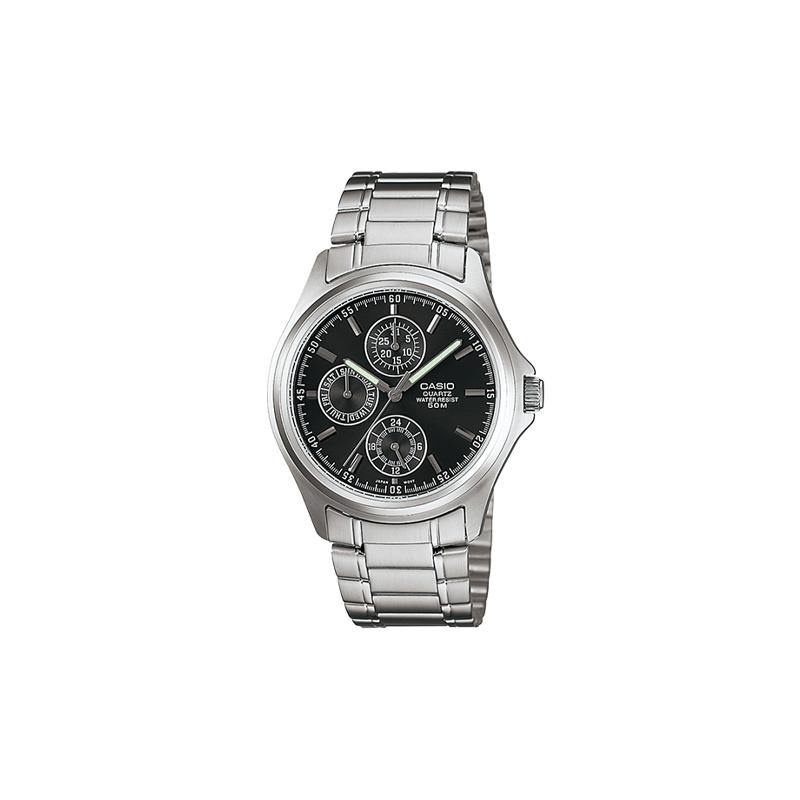 

Casio STANDARD series retro pointer quartz movement stainless steel strap Japanese and Korean watch men s watch black dial MTP-1246D-1A чорний