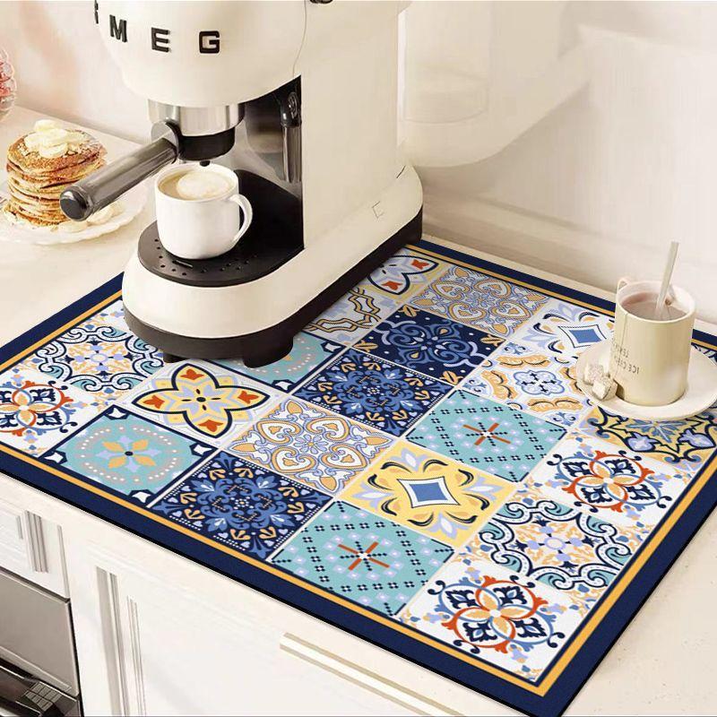 Супервпитывающий Быстросохнущий Нескользящий Кухонный Коврик - Коврик для Сушки Посуды на Столешницу Обеденный Стол - Легкоочищаемая Поверхность и Быстросохнущая Конструкция 5080cm синий 1500₽