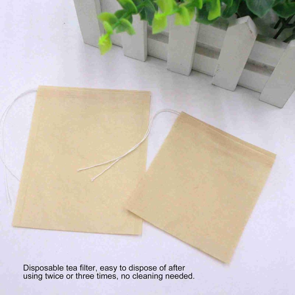 100PCS Set Wood Pulp Material Empty Tea Bags Drawstring Closure Loose Leaf Tea Bags  Tea Brewing