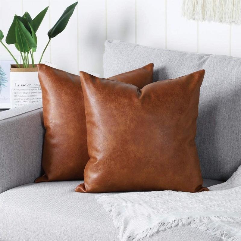 

1Pcs Solid Color Retro Pillowcase Nordic Leather Sofa Cushion Cover Gorgeous Bedroom Living Room Sofa Decoration Pillow Case 30x50cm коричневый