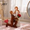 Tabletop Romantic Proposal Figurines Faceless Wedding Couple Figurine, Resin Statue, Engagement Souvenirs with Rose Details Sculpture for Living Room