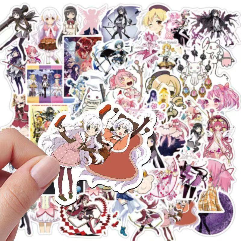 Puella Magi Madoka Magica Color Stickers, 50 Sheets (not Repeated), Waterproof and Sunscreen.