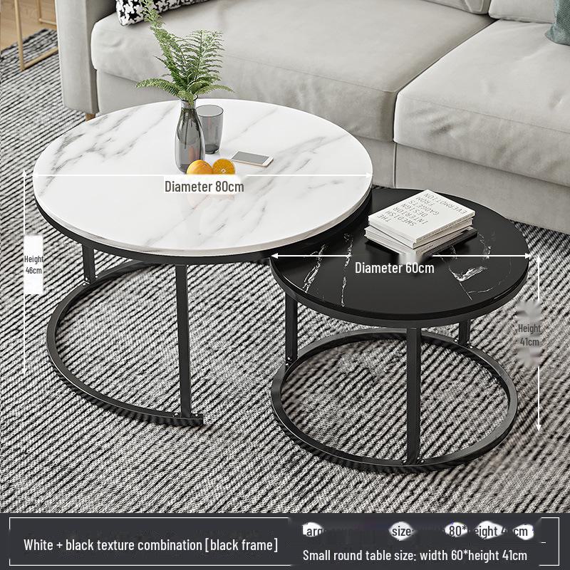 Modern Round Coffee Table: Elegant Small Side Table for Living Room or Balcony