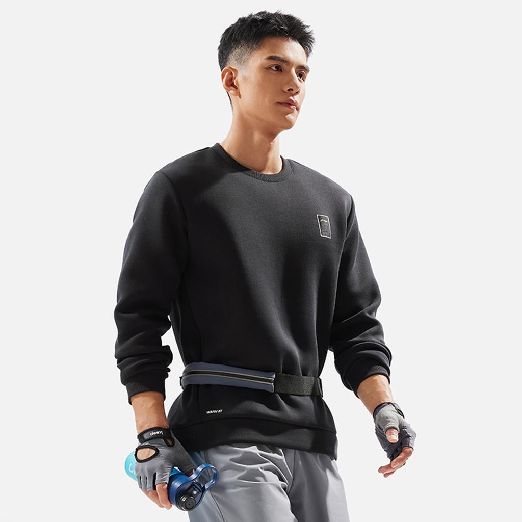 Li Ning Comfortable Casual Crew Neck Pullover Sweatshirt Men Sweatshirt Black AWDU575-1