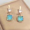 Fashion Party Ohrringe für Frauen 2023 Neue Blaue Quadratische Kristall Zirkon Baumeln Ohrring Luxus Gold Farbe Schmuck Zubehör