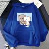 Cute Peach Cat Cartoon Hoodies Bubble Tea Sweatshirt Mujer Camisetas Black Top Winter Kawaii Graphic Long Sleeve Clothing