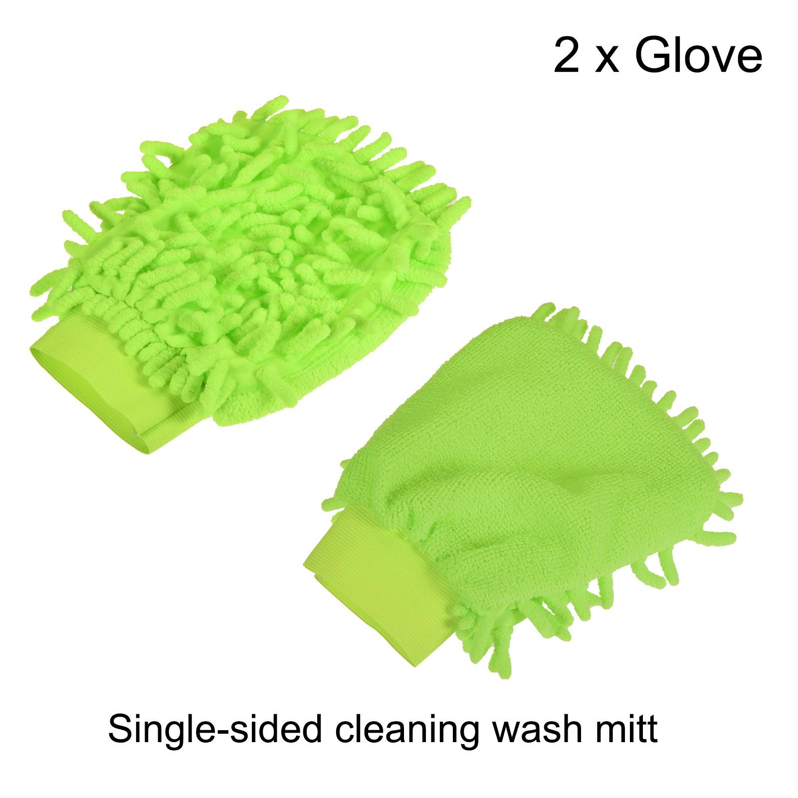 

Microfiber Chenille Mitts Reusable Scratch-Free Cleaning Gloves Wash Sponge for Home Kitchen Pack of 2 зелений
