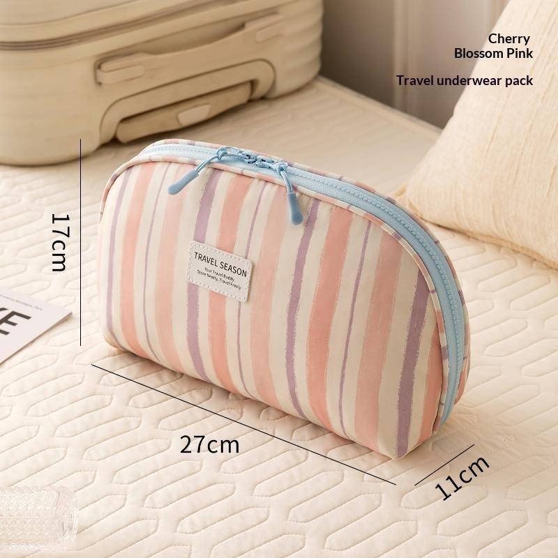 Portable Underwear Storage Bag With Stripe Design Large Capacity For Travel Business Trips