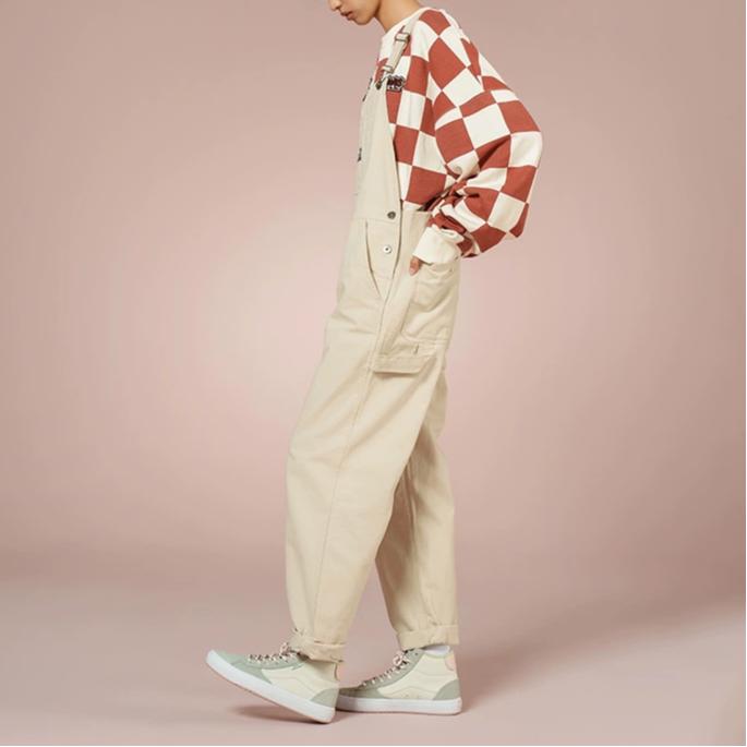 Vans Solid Color Adjustable Strap Overalls With Pockets Women Bottoms Oatmeal VN0A5JHI2N1