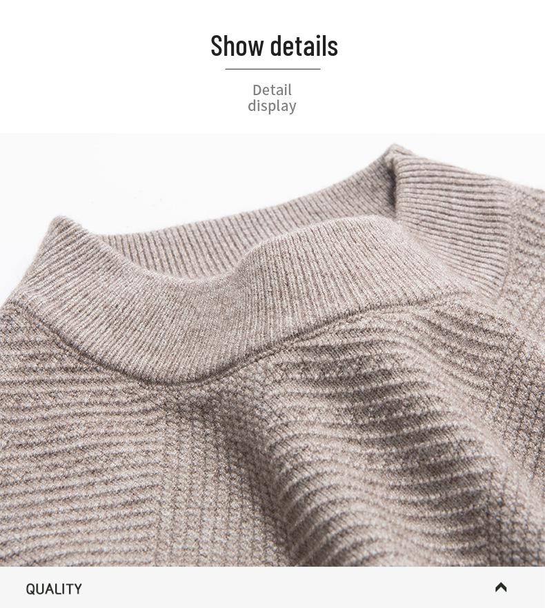 Men's High Collar Jacquard Knit Sweater - Autumn/Winter Business Casual