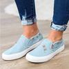 Special for large size single shoes, women's canvas loafers, denim zippers, one pedal, flat lazy shoes, casual board shoes.