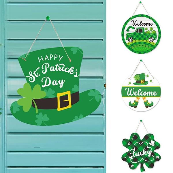 St. Patrick's Day Decorated Door Sign Hanging Decorations Irish Day Outdoor Porch Layout Listing
