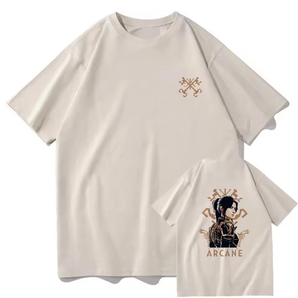 Arcane T shirt Caitlyn Kiramman T-shirts O-Neck Unisex Fashion Fans Short Sleeve Shirts Gift Vintage Streetwear Tops
