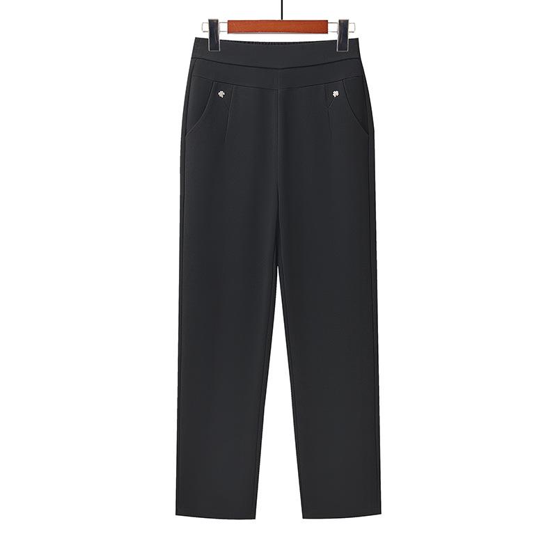 High Waist Straight Leg Velvet Warm Trousers for Middle-Aged Women – 50s Mom Style