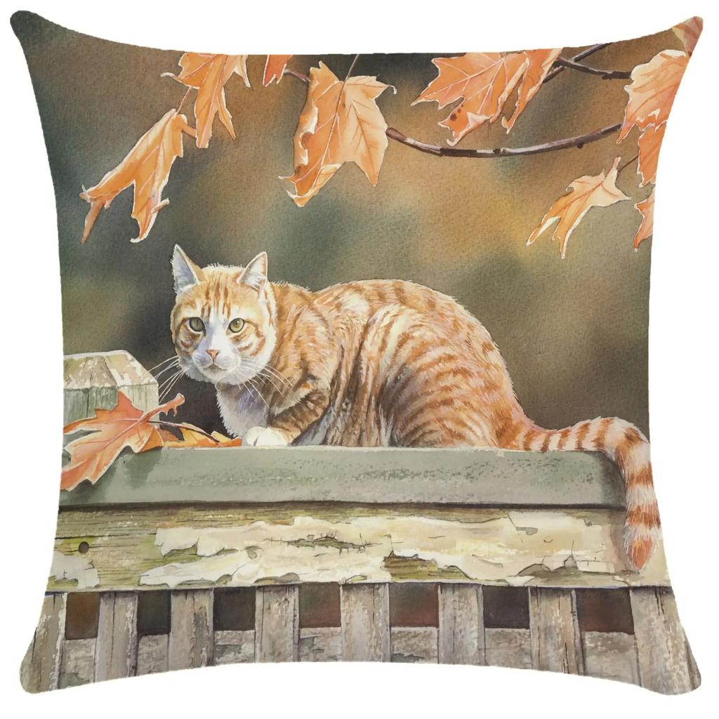 Home Decor Cute Cats & Birds Printed Pillow Covers Pattern Cushion Cover Suitable for Sofa Bedroom Car Pillow Cover