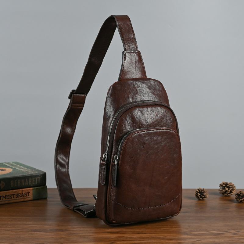 

New Product Launch: First Layer Tree Cream Men s Multi Pocket Vegetable Tanned Cowhide Retro Casual Bag, Chest Bag, Crossbody Bag 8 темно-коричневого кольору