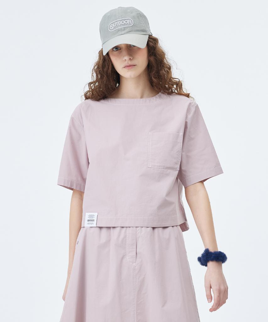 OUTDOOR PRODUCTS W Color Stitch Round Neck Shirts (Purple)
