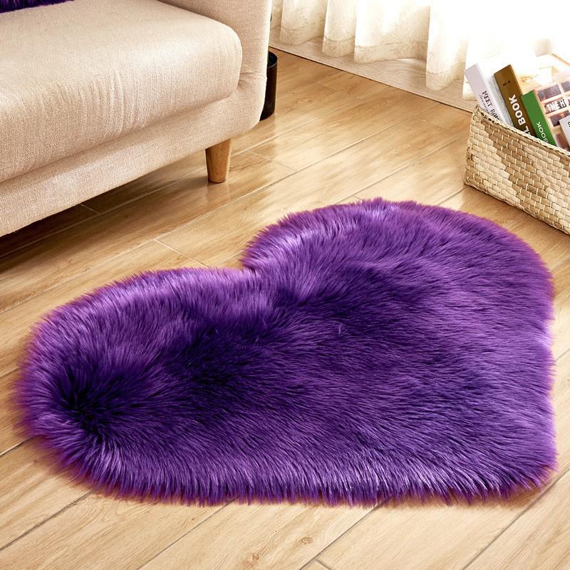 Tappeto a Forma di Cuore in Lana Sintetica - Lavabile in Lavatrice, Spesso e Carino per Soggiorno o Camera da Letto