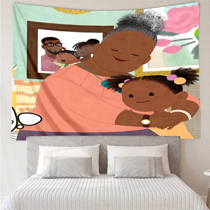 Jojo And Gran Gran Print Tapestry, Backdrop, Easy Setup, Ideal for Bedroom, Office & Living Room, with Aesthetic Wall Hanging Decor.