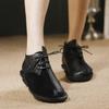 Genuine Leather Comfortable Women's Shoes Soft Soled Lightweight Ankle Boots Lace Up Flat Short Boots