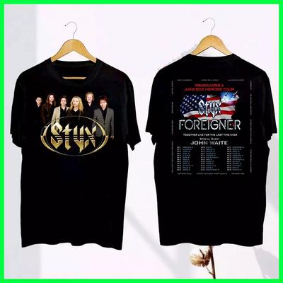 T-shirt Unisexe Tournée Foreigner et Styx 2024 DOUBLE FACE.