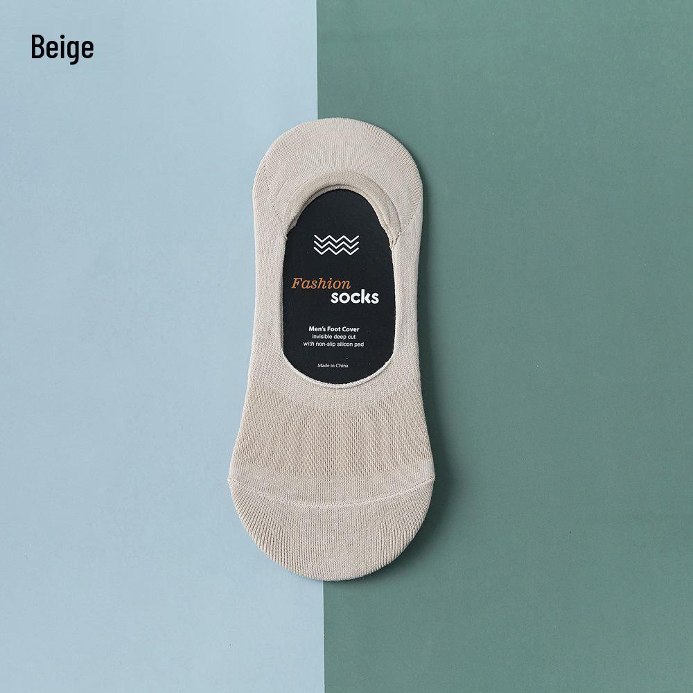 Men's Summer Cotton Mesh Sole Low-Cut Invisible Boat Socks
