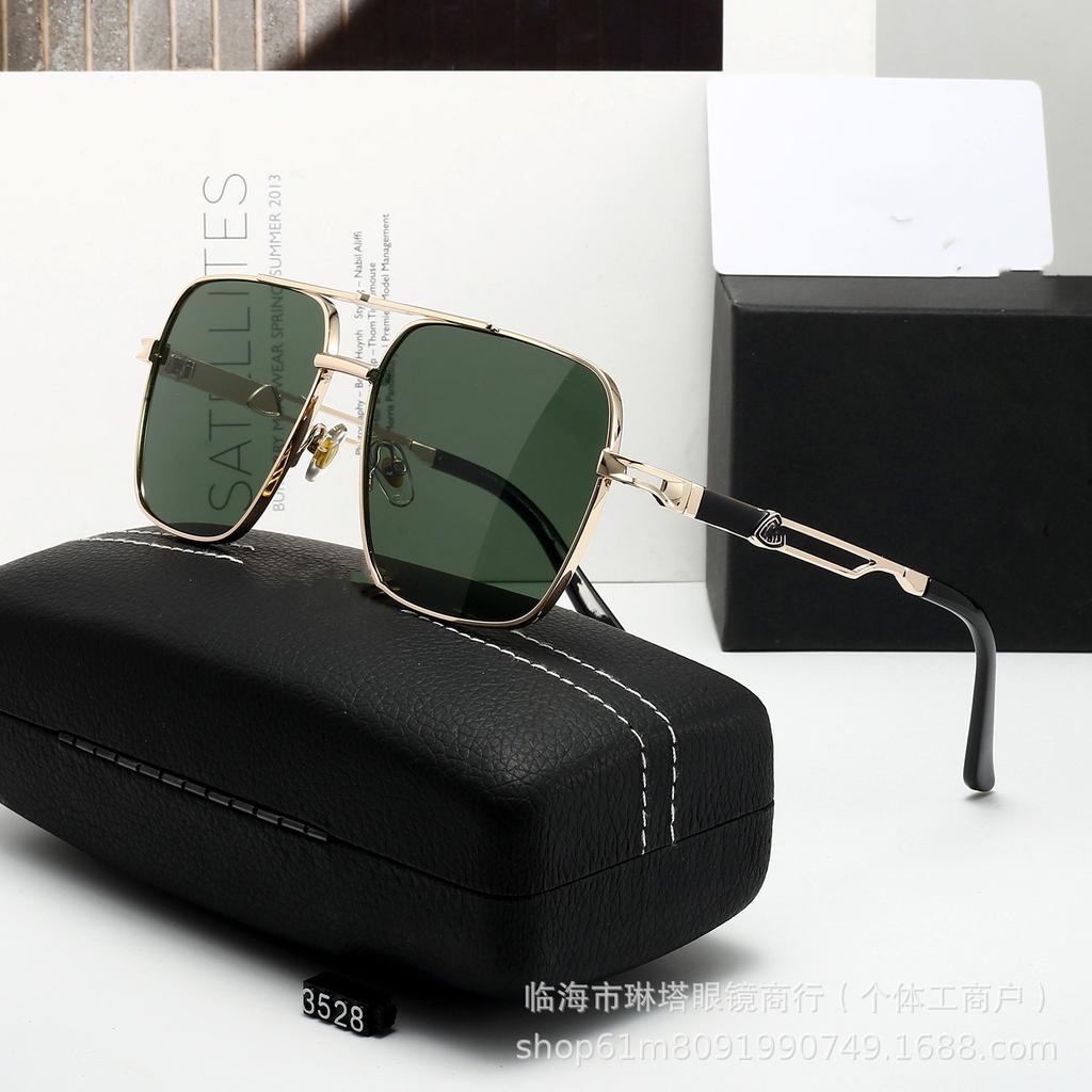 New square metal double beam polarized sunglasses men's and women's fashion UV-proof sunglasses trendy driving glasses