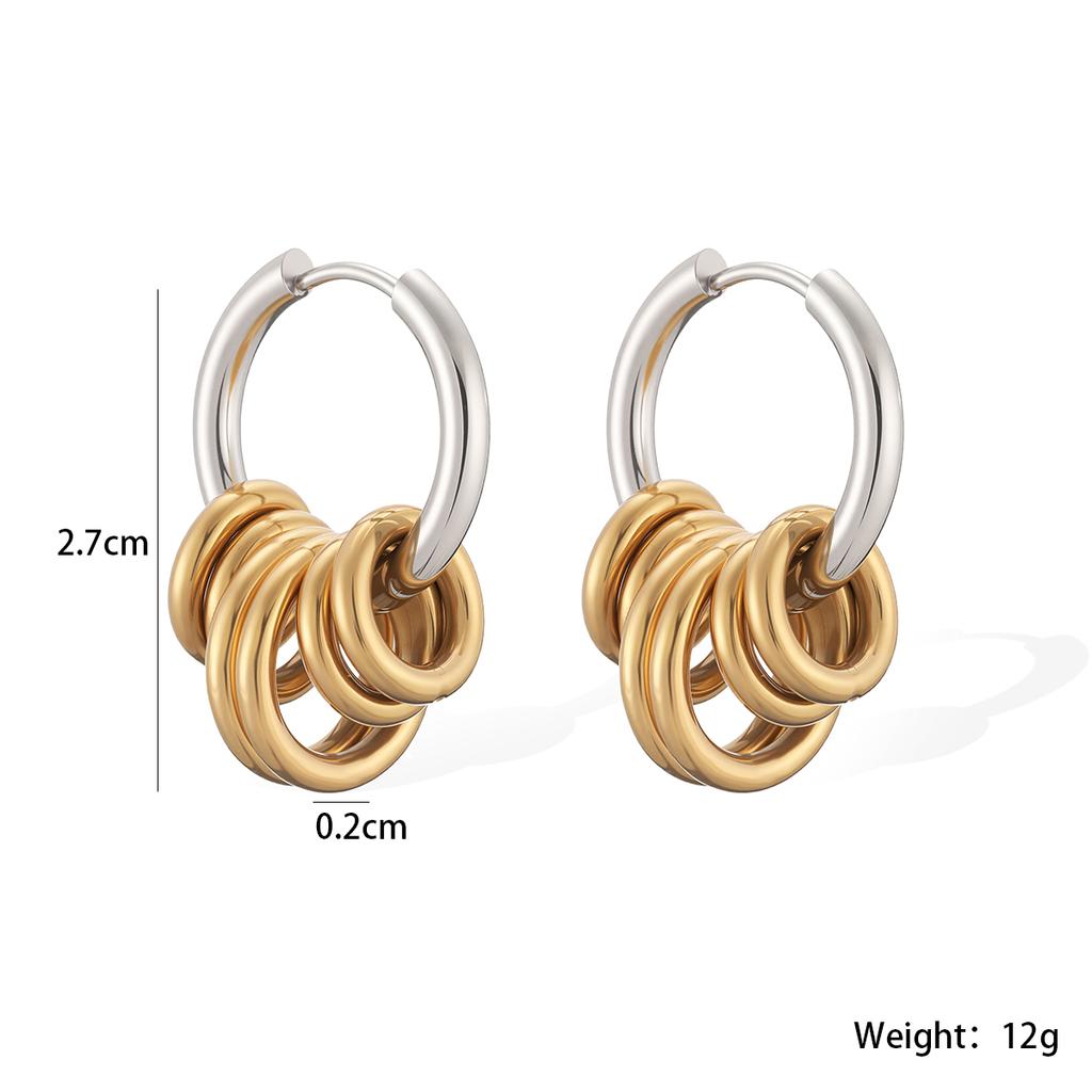 Two Tone Gold Silver Stainless Steel Hoop Earrings Interlocked Multi Layer Huggie Earring Minimalist Jewelry For Women